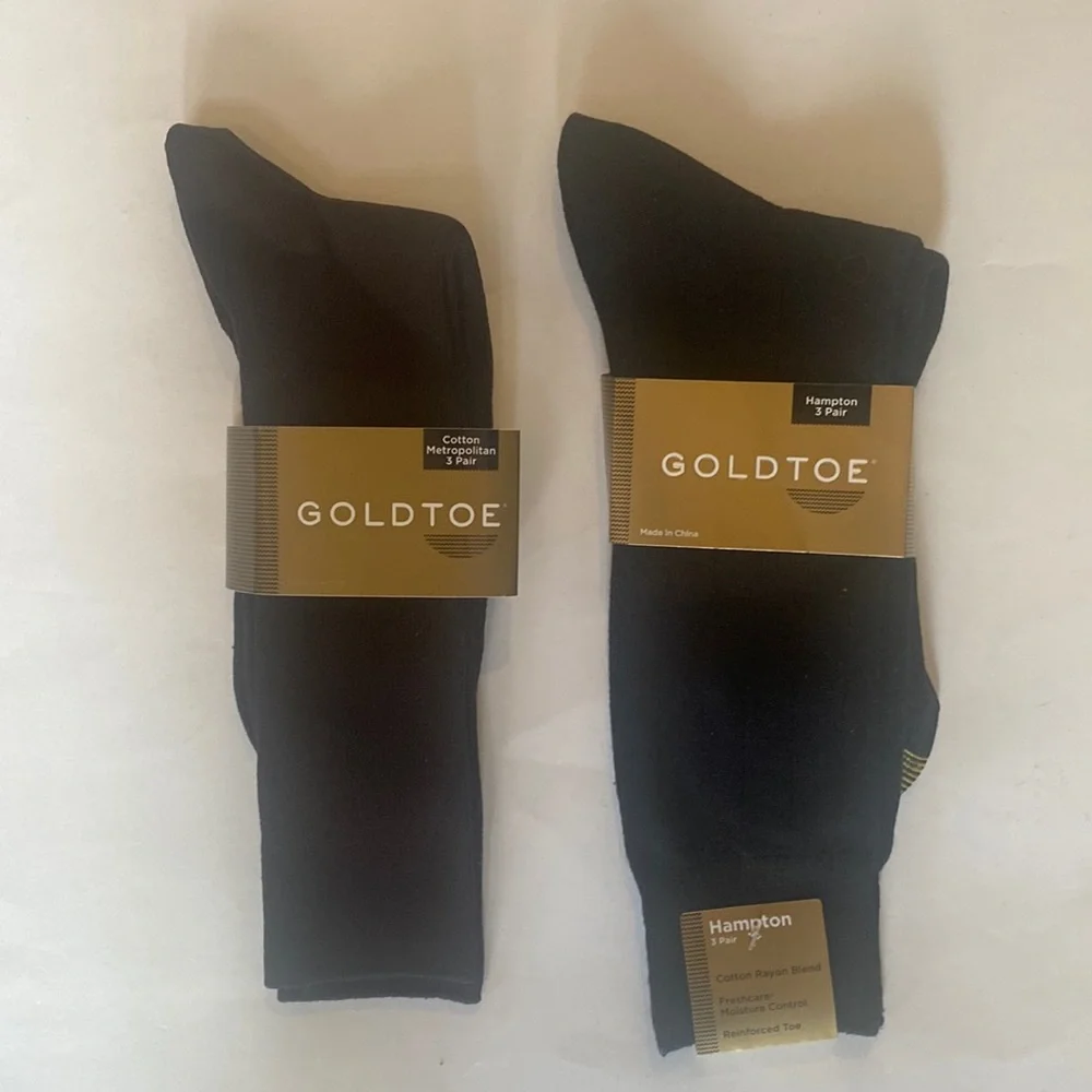 GOLD TOE 2p Casual Fashion Socks Black Brown $12 NWT